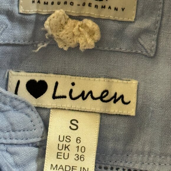 Malvin “I Love Linen” Blue Button down S top W/ Rolled Sleeves front pin tucks - Picture 7 of 7